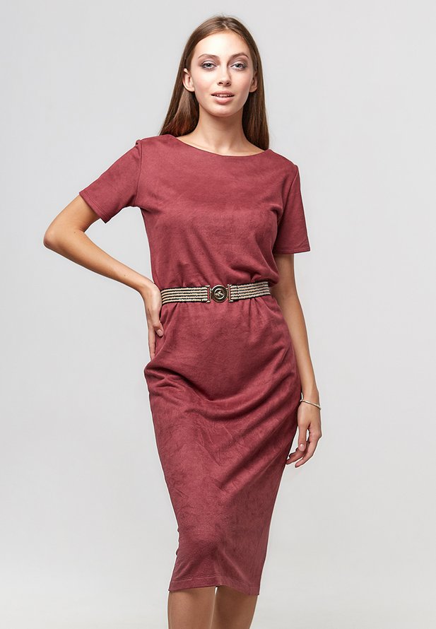 Платье Ora миди из тонкого трикотажа с эффектом замши, (50-52) XL