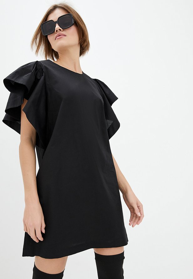 Короткое хлопковое платье ORA черного цвета., (52-54) XXL