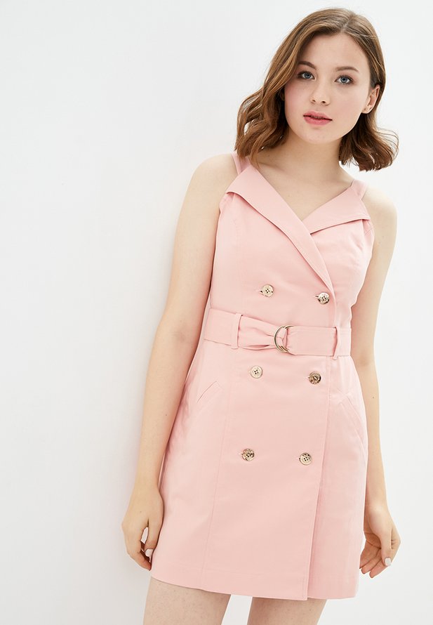 Короткое платье ORA розового цвета на пуговицах., (50-52) XL