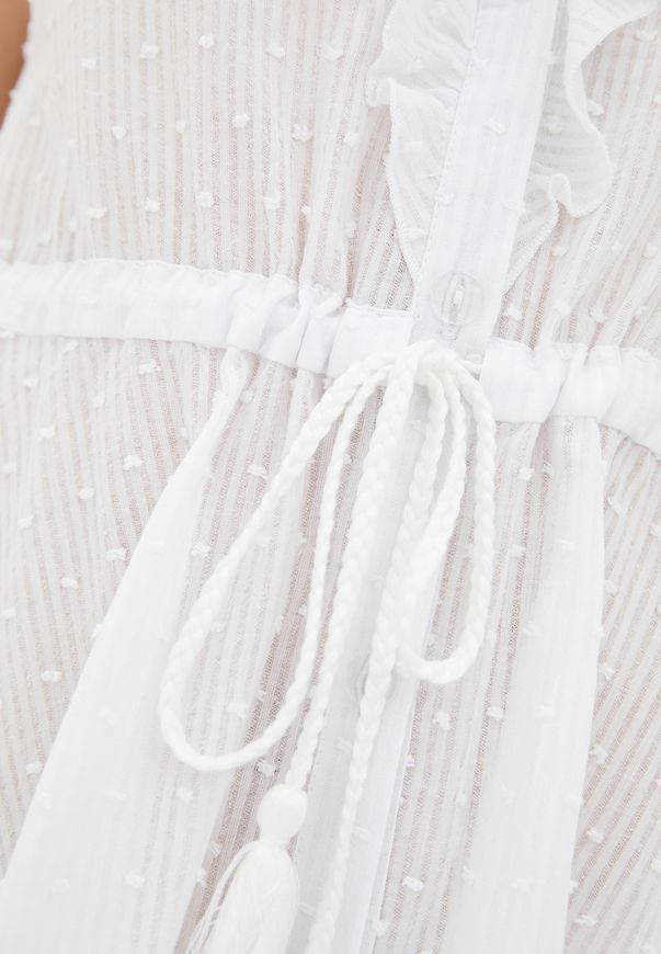 Пляжное платье ORA белое в мелкий горох из натурального хлопка, (40-42) XS