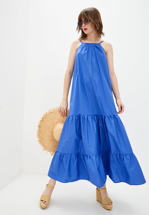 Длинное свободное платье ORA ярко-синего цвета., (50-52) XL