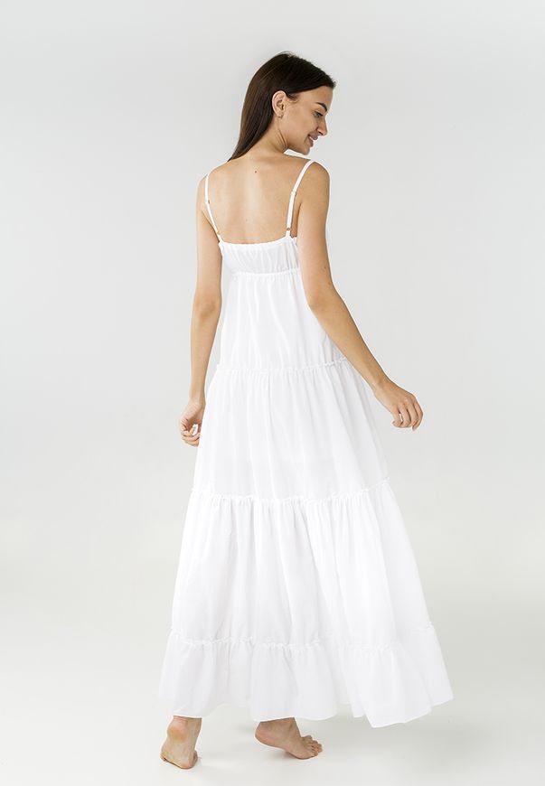 Сарафан Ora с вышивкой по лифу и объемной юбкой белого цвета, (48-50) L