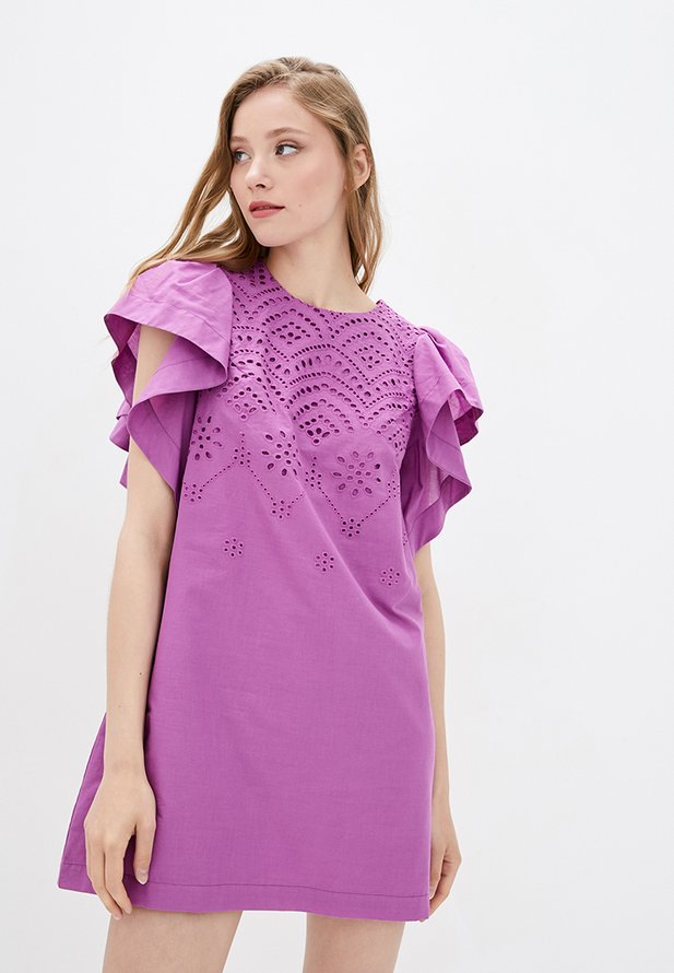 Короткое платье ORA из прошвы фиолетового цвета., (48-50) L