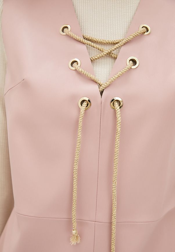Платье ORA с люверсами с экокожи цвет розовый, (48-50) L