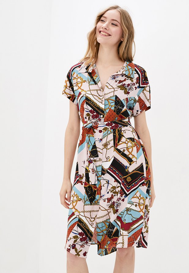 Платье-рубашка ORA с принтом в стиле печворк., (50-52) XL