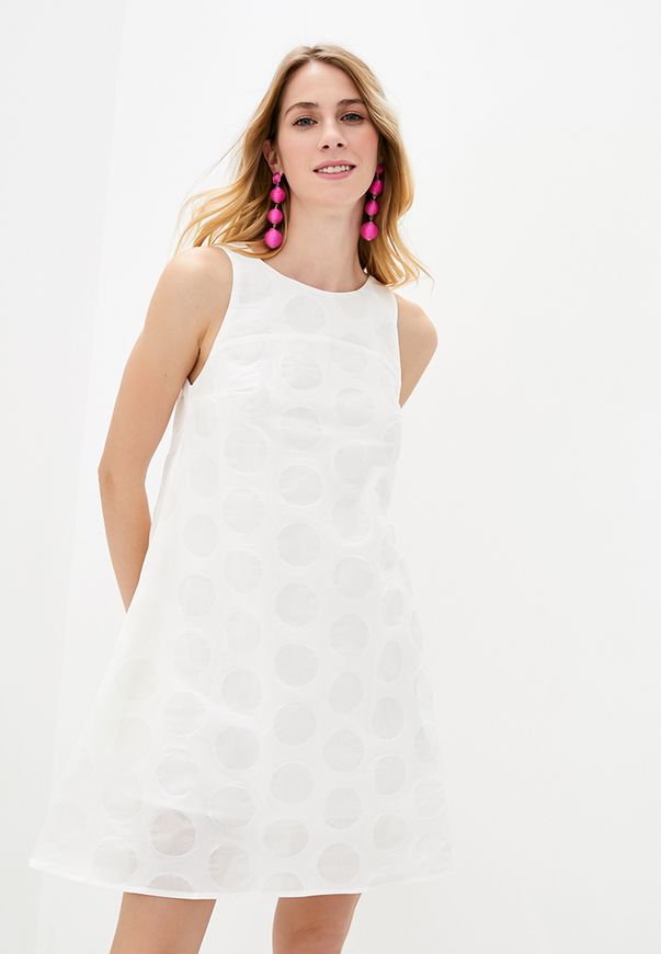 Короткое платье ORA белого цвета в прозрачный горошек., (46-48) M