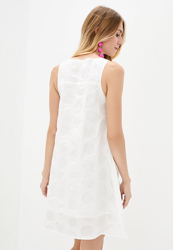 Короткое платье ORA белого цвета в прозрачный горошек., (46-48) M
