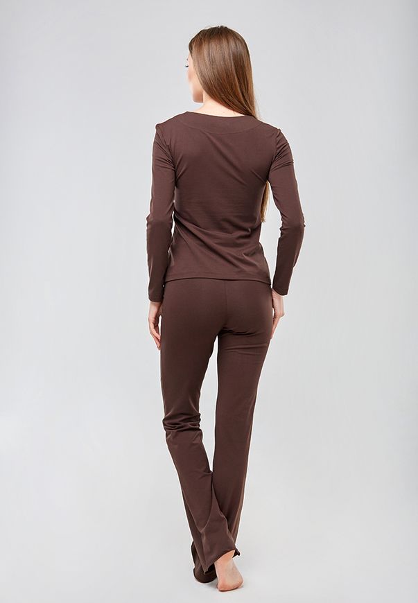 Пижама женская ORA коричневого цвета с цветочным кружевом., (50-52) XL