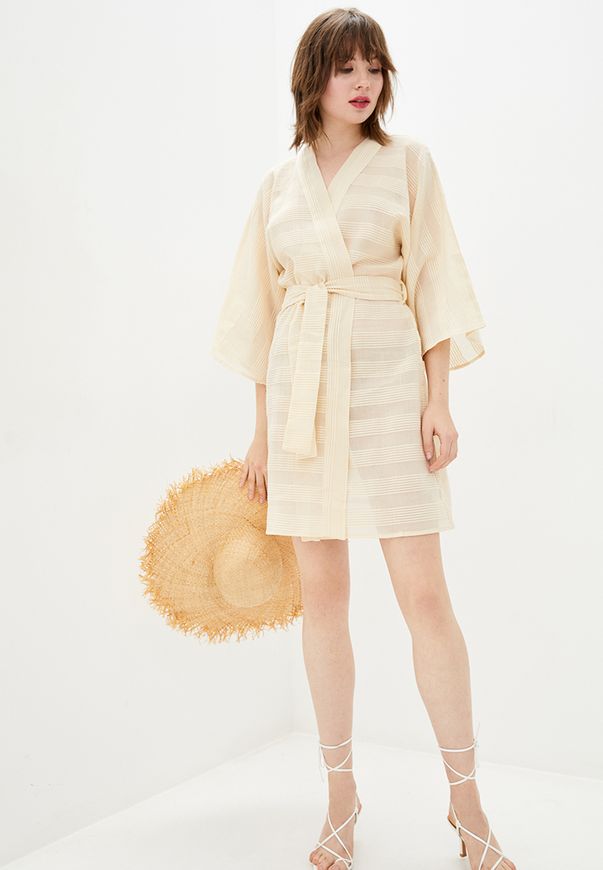 Халат кимоно ORA песочного цвета из фактурного хлопка, (48-50) L