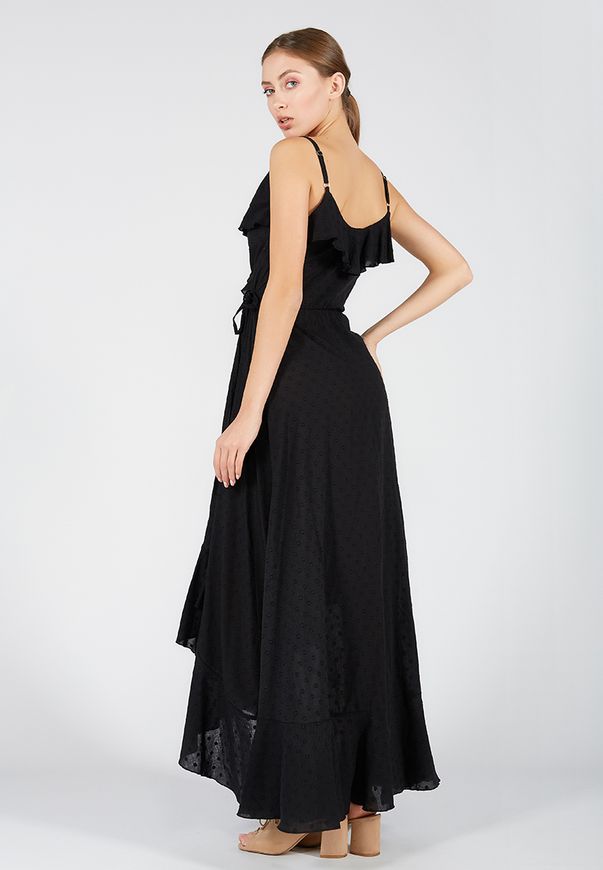 Пляжна сукня ORA, яка регулюється на талії, чорного кольору з фактурного бавовни, (40-42) XS