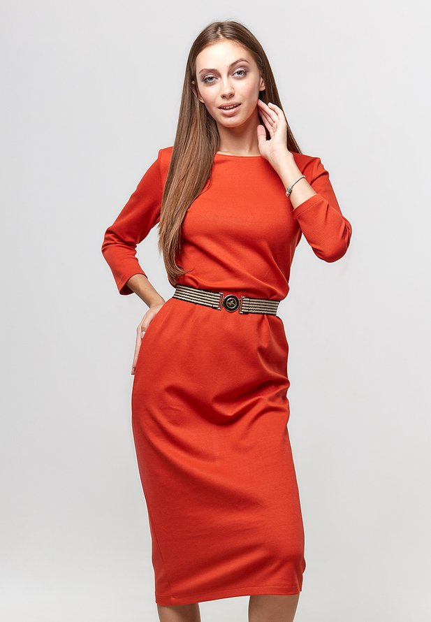Платье Ora из плотного трикотажа в рубчик, (50-52) XL