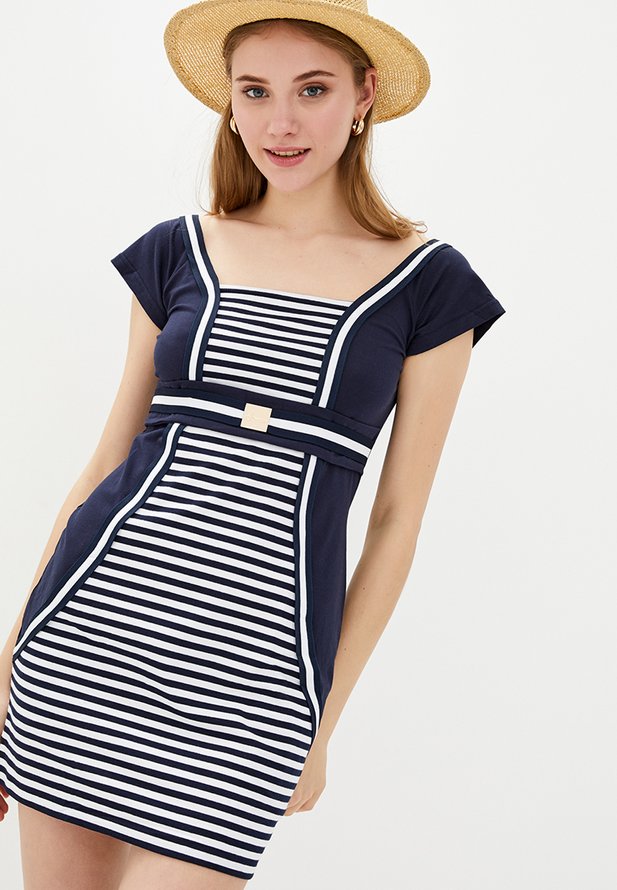 Короткое платье ORA из трикотажа в полоску, темно-синего цвета., (48-50) L