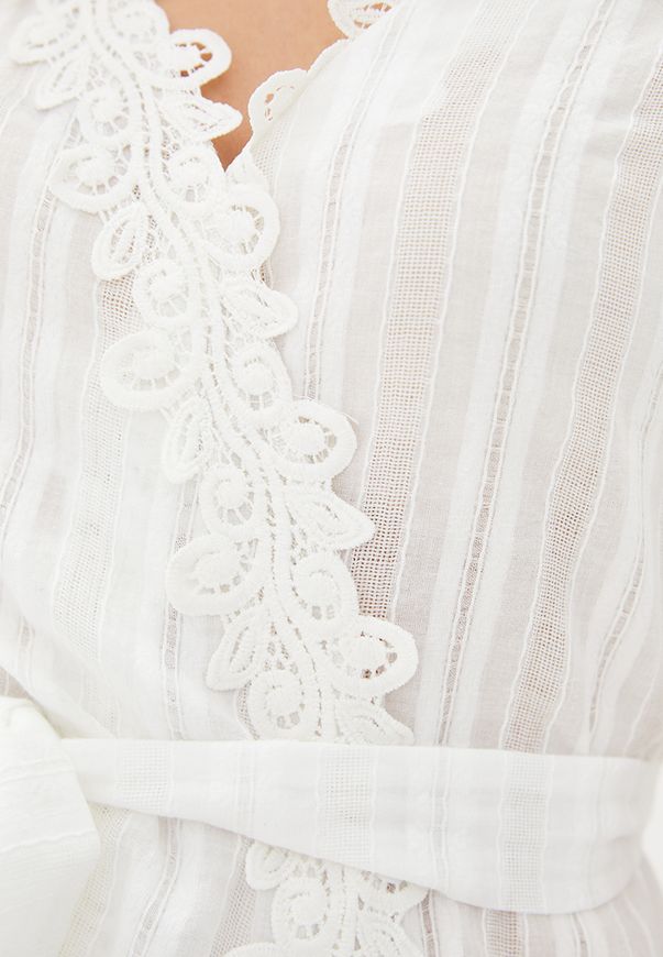 Женский пляжный халат ORA из легкого хлопка: кружево, вышивка и объемные рукава, (42-44) S