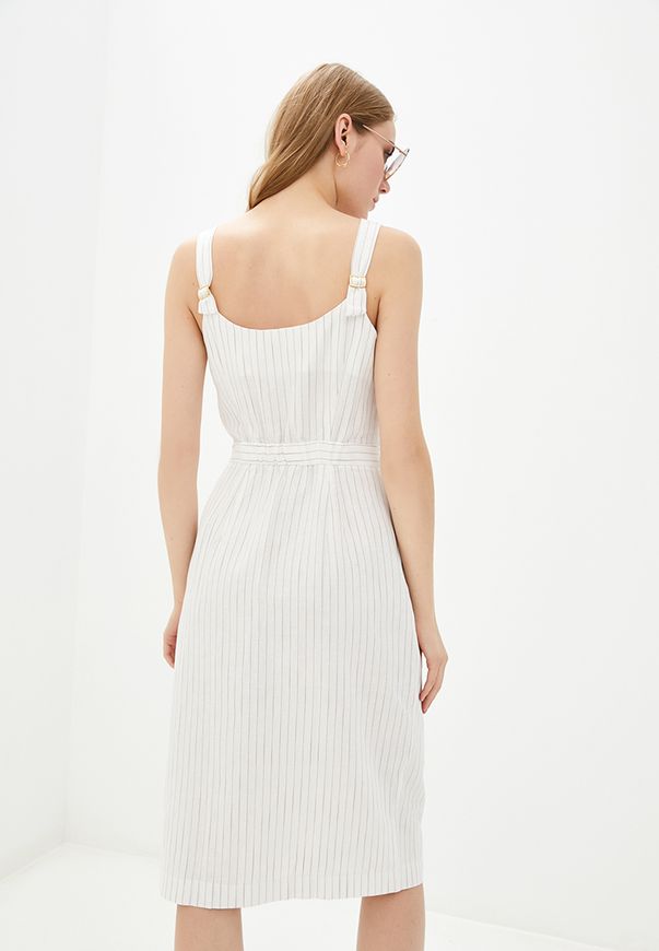 Льняное платье ORA молочного цвета в полоску., (50-52) XL