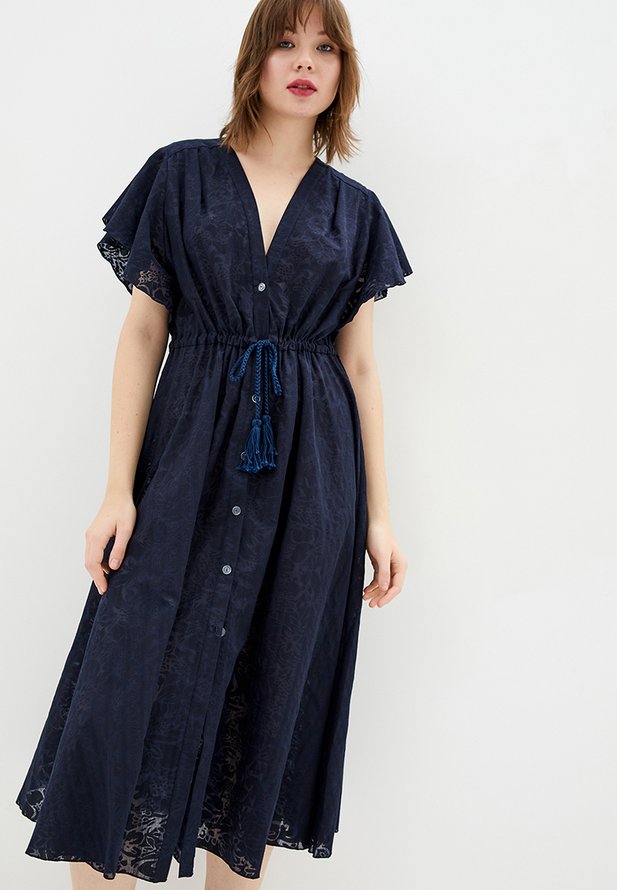 Пляжна сукня Ora міді на ґудзиках, колір темно-синій, (42-44) S