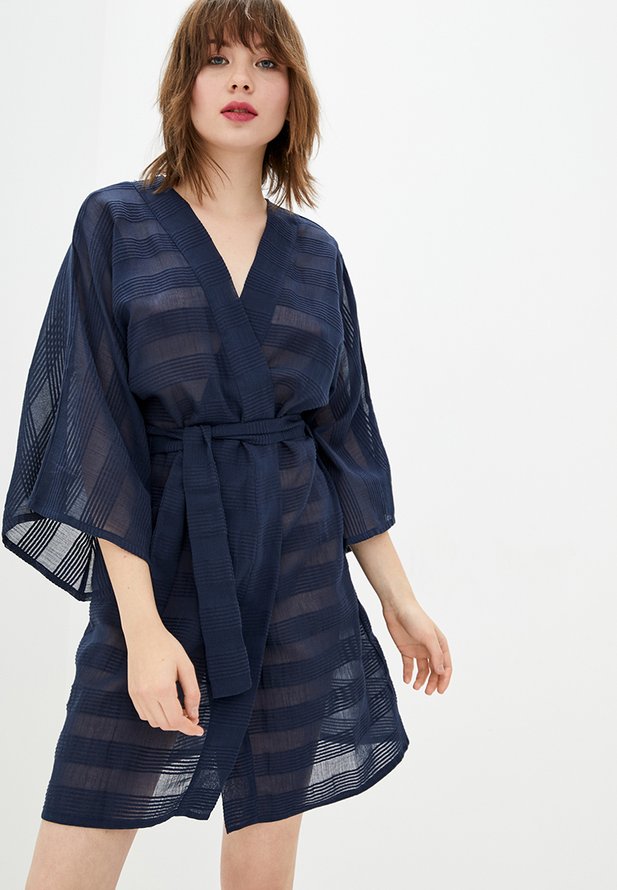 Халат кимоно ORA темного-синего цвета из фактурного хлопка., (42-44) S
