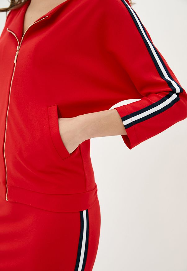 Жіночий спортивний костюм Ora зі спідницею, червоного кольору із лампасами., (48-50) L