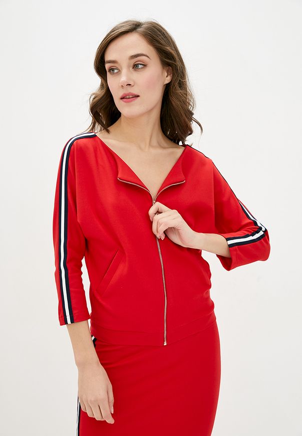 Жіночий спортивний костюм Ora зі спідницею, червоного кольору із лампасами., (48-50) L