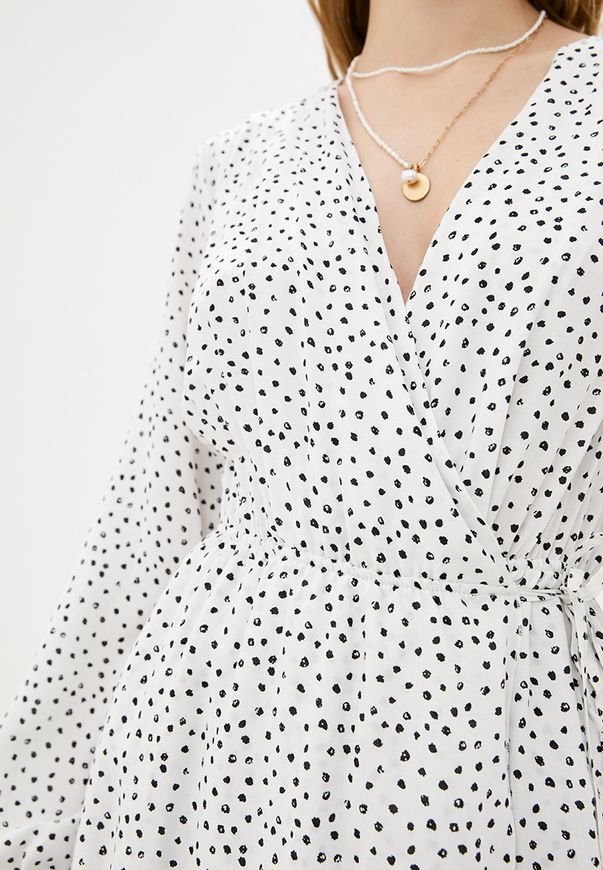 Коротка сукня ORA на запах білого кольору у дрібний горошок., (48-50) L