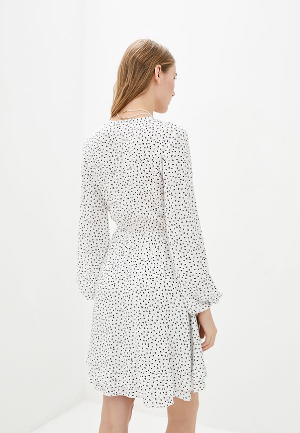 Коротка сукня ORA на запах білого кольору у дрібний горошок., (48-50) L