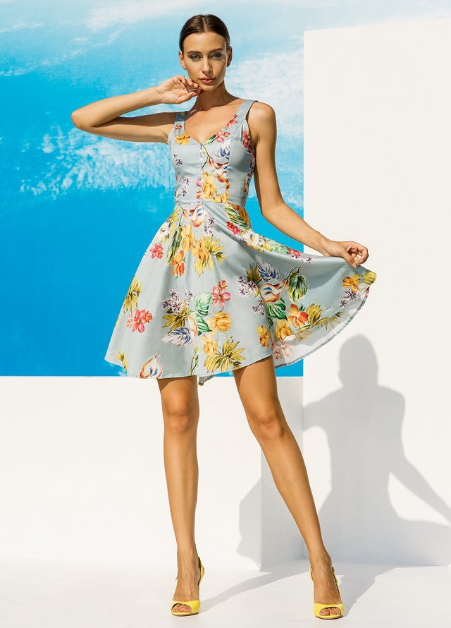 Платье Ora из сатина с цветочным принтом, (52-54) XXL