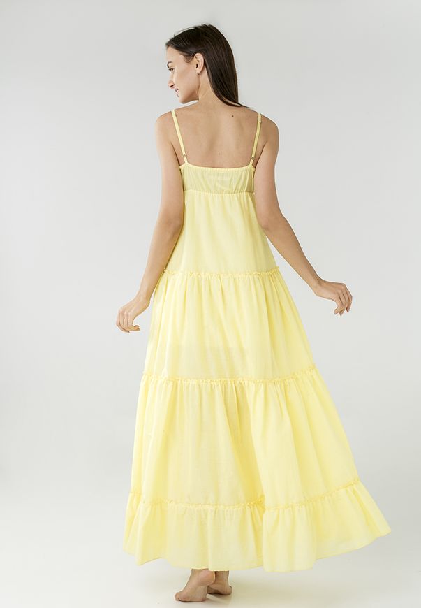 Сарафан Ora з вишивкою по лифу і об'ємною спідницею жовтого кольору, (50-52) XL