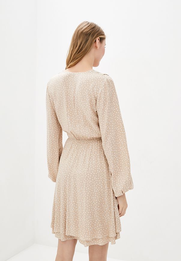 Короткое платье ORA на запах бежевого цвета в мелкий горошек., (50-52) XL