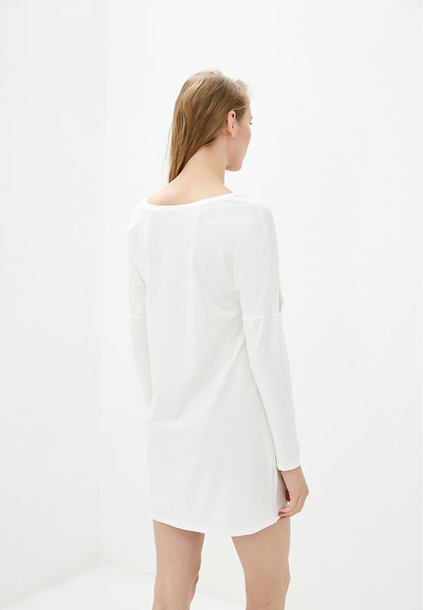 Ночная рубашка ORA с длинным рукавом, молочного цвета, декорированная сеткой и кружевом, (42-44) S