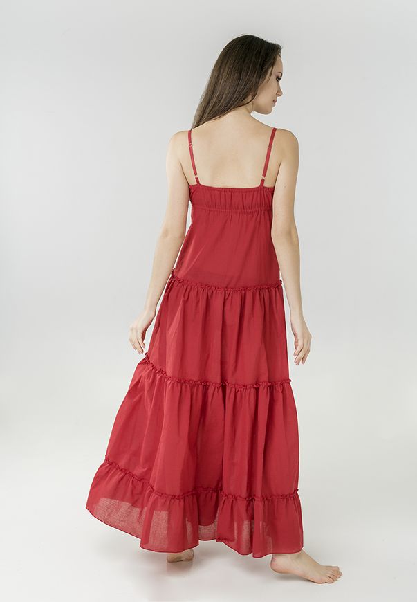 Сарафан Ora з вишивкою по лифу і об'ємною спідницею червоного кольору, (48-50) L