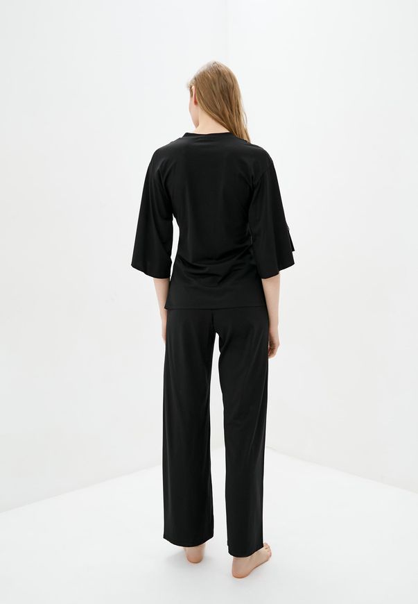 Жіноча піжама ORA чорного кольору з мереживом на рукавах., (42-44) S