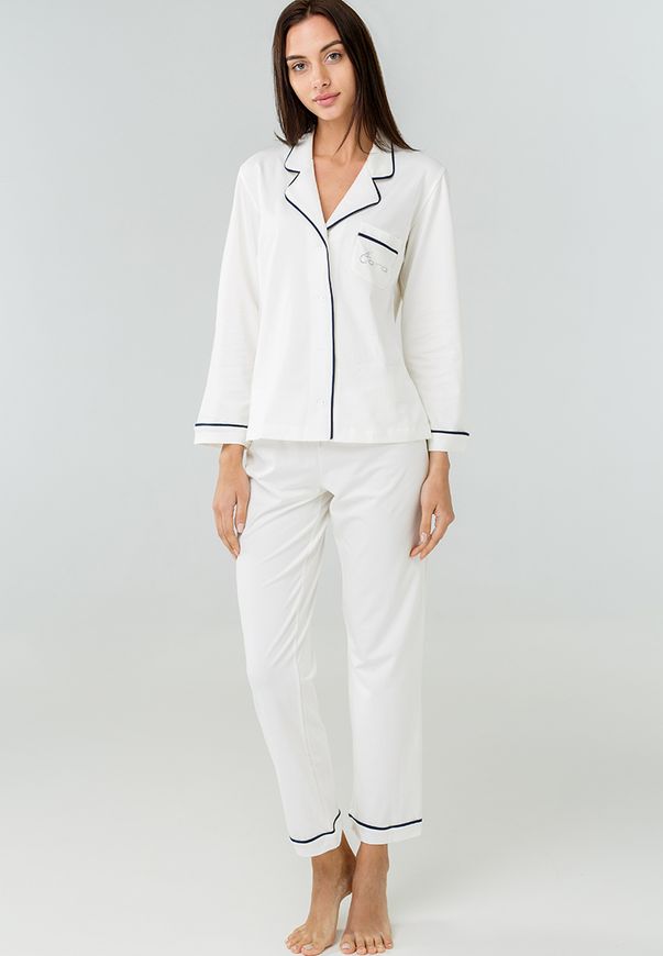 Женская пижама Ora молочного цвета с контрастным кантом., (46-48) M