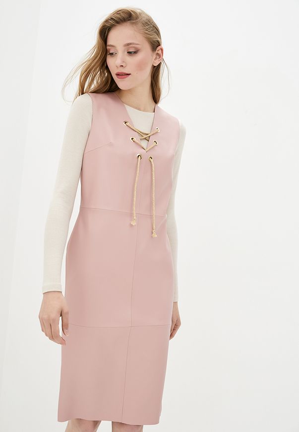 Платье ORA с люверсами с экокожи цвет розовый, (52-54) XXL