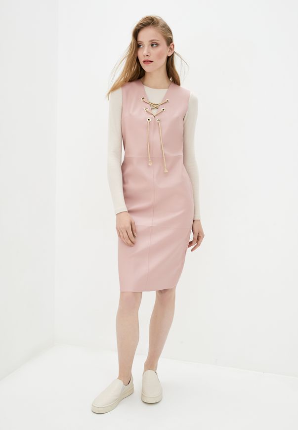 Платье ORA с люверсами с экокожи цвет розовый, (50-52) XL