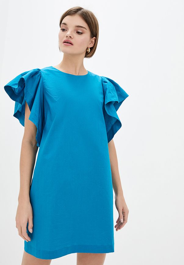 Коротка бавовняна сукня ORA кольору морської хвилі., (48-50) L