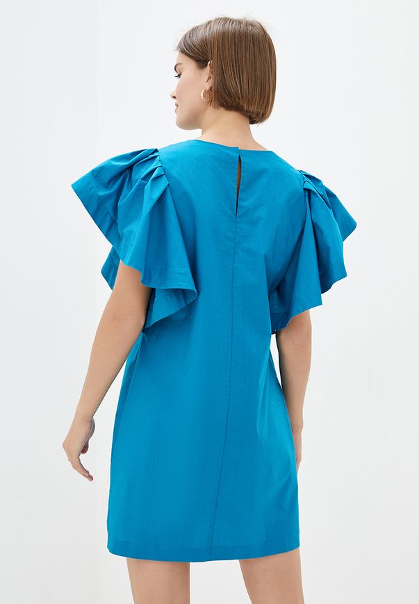 Коротка бавовняна сукня ORA кольору морської хвилі., (50-52) XL