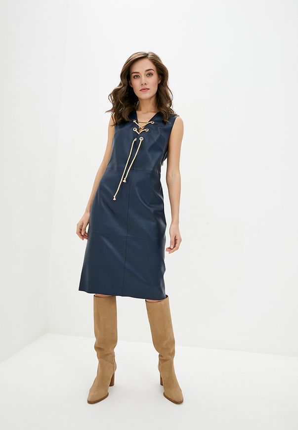 Сукня ORA з люверсами з екошкіри колір синій, (50-52) XL