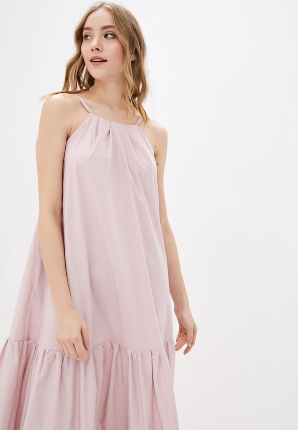 Длинное свободное платье ORA из хлопка розового цвета., (46-48) M