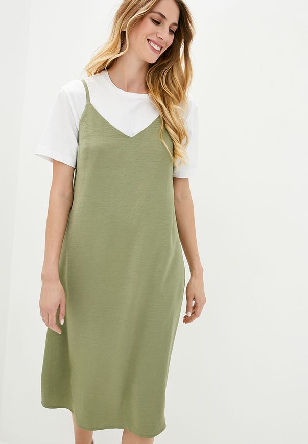 Платье-комбинация ORA оливкового цвета., (50-52) XL